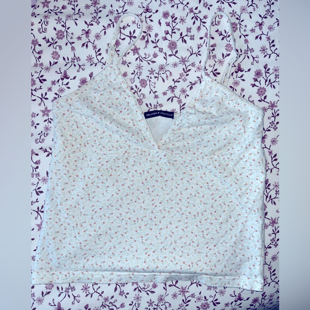 Brandy Melville Amara Tank with pink dainty florals